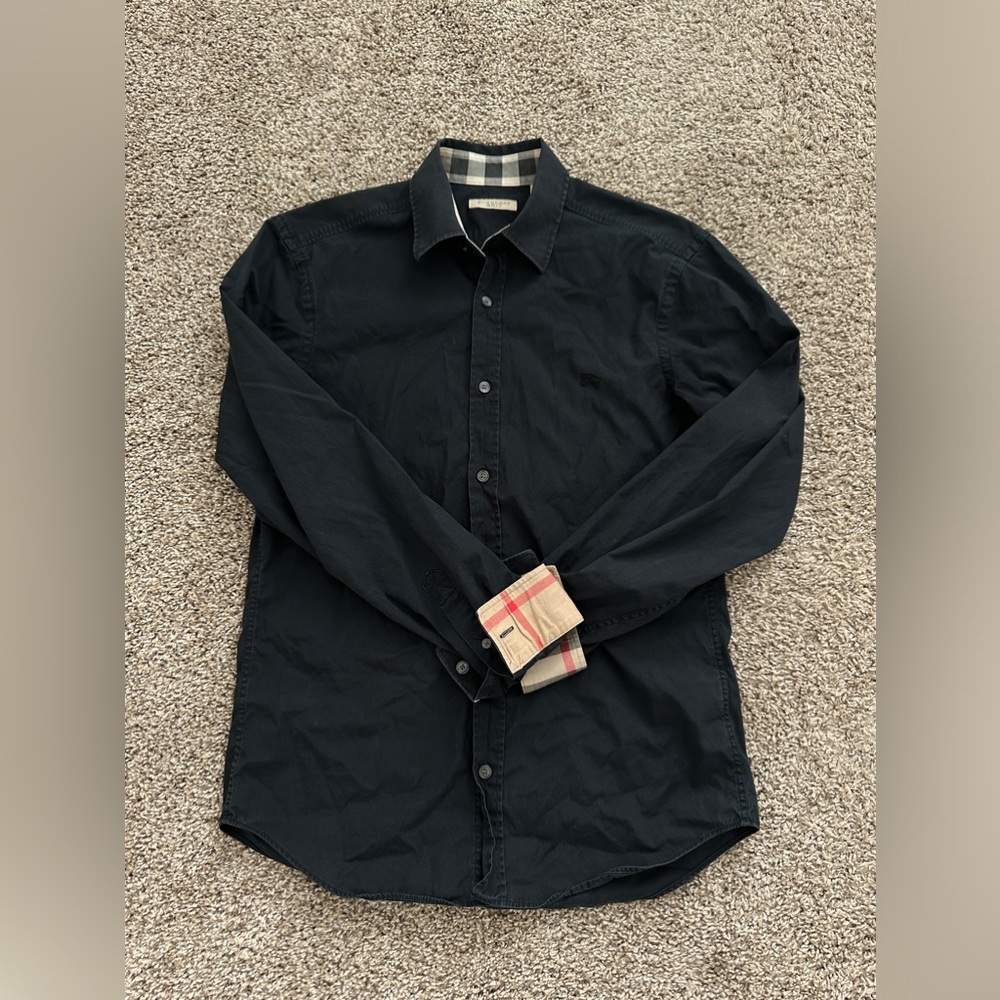 Burberry Sherwood Monogram Motif Slim Fit Stretch Poplin Button-Up Shirt